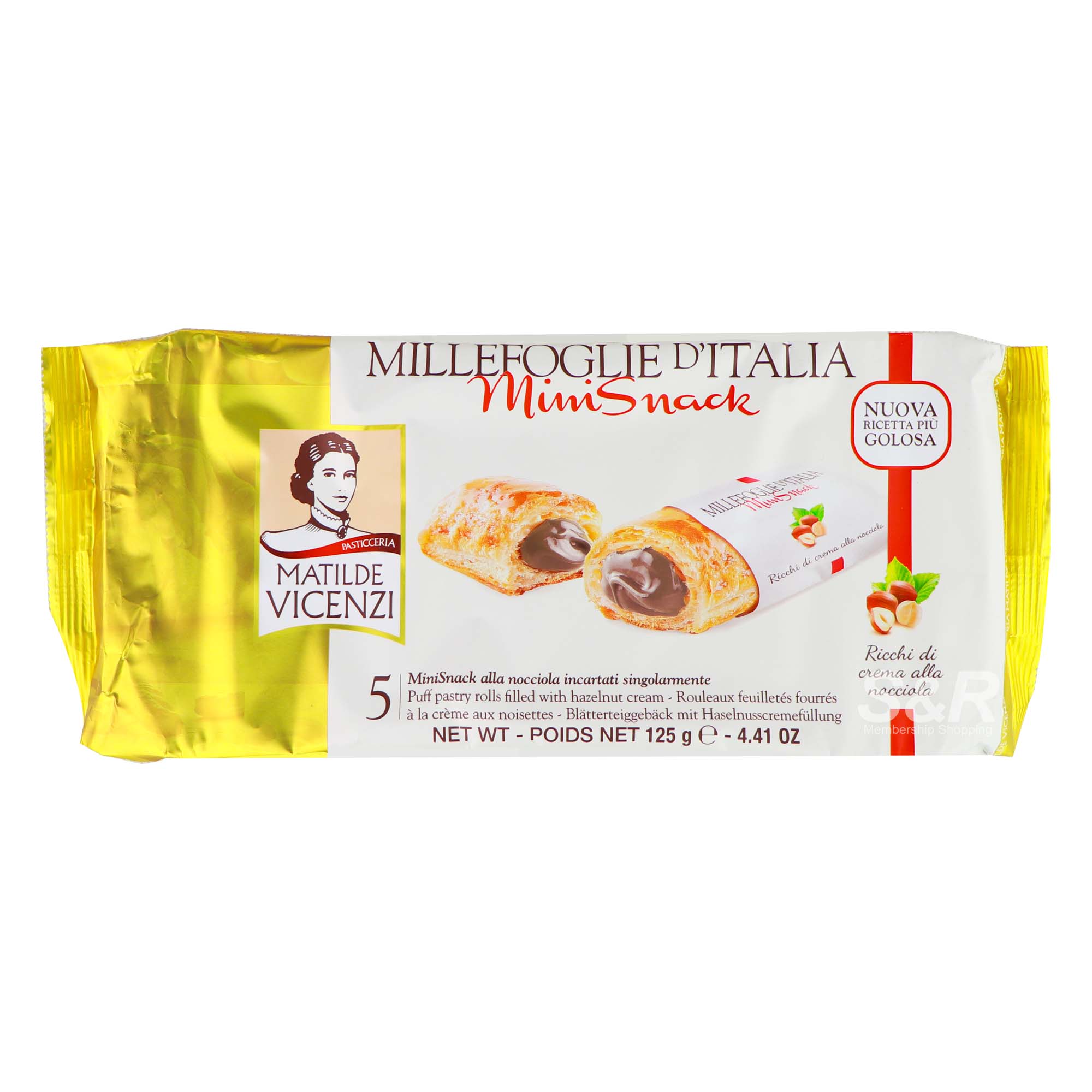Matilde Vicenzi filled with Hazelnut Cream Puff Pastry Rolls 125g Matilde Vicenzi filled with Hazelnut Cream Puff Pastry Rolls 125g